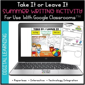 Preview of Summer Time Opinion Writing Activity For Google Classroom™