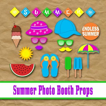 Preview of Summer Time Photo Booth Props and Decorations - End of Year - Printable