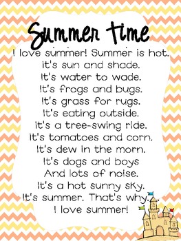 Summer Time Poem by Tiffany Teaches | Teachers Pay Teachers