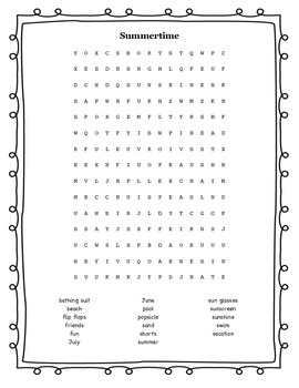 Preview of Summer Time (Word Search & Crossword Puzzle)