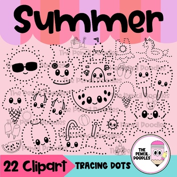 Preview of Summer Tracing Dots Push Pin Clipart- Clip Art para Trazar Verano
