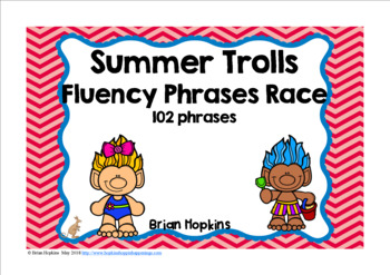 Preview of Sight Word Fluency Phrases Game - Literacy Center with Summer Trolls Theme