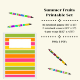 Summer Tropical Fruit Printable Set: 2 Journal Covers, 16 