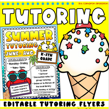 Preview of Summer Tutoring Flyer Editable Template