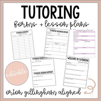 Preview of Summer Tutoring Lesson Plan and Forms (Orton Gillingham Aligned) (Editable)