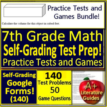 Preview of 7th Grade Math Test Prep - Printable, Self-Grading Google Forms™ AND Math Games!