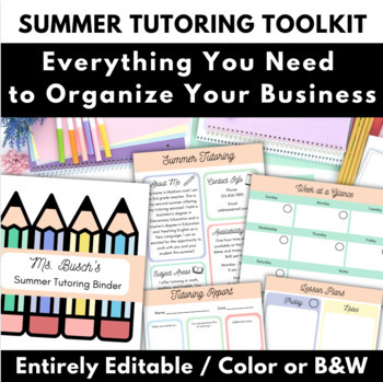 Preview of Summer Tutoring Toolkit - Editable Binder Parent Communication Forms & Schedules