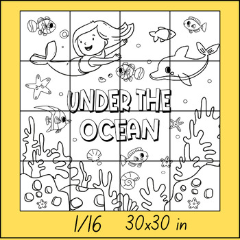 Preview of Summer Under The Ocean Collaborative Coloring Poster Bulletin Board Art Activity