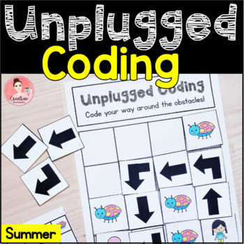 Preview of Summer Unplugged Coding Activity for Beginners (English and French)