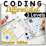 Summer End of the Year Unplugged Coding Worksheets Differentiated