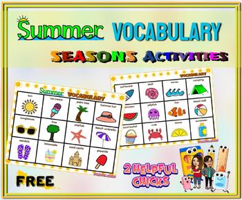 FREE Summer VOCABULARY Cards by 2 Helpful Chicks | TPT