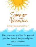 Summer Vacation Budgeting Activity