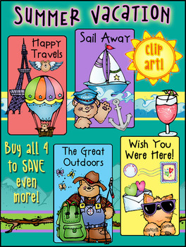 Preview of Summer Vacation Clip Art Collection - 4 Download Bundle by DJ Inkers