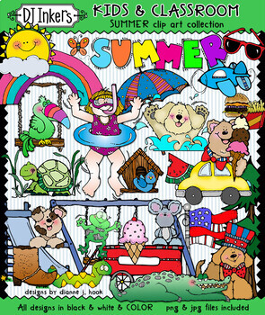 Preview of Summer Vacation Clip Art for Kids and Classroom by DJ Inkers