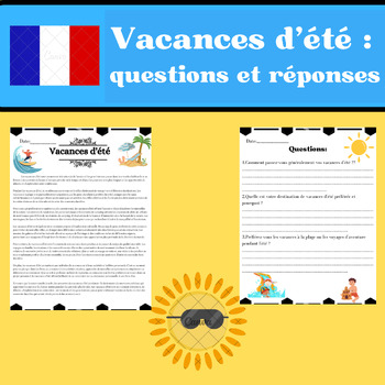 Preview of Vacances D'été : Questions et Réponses