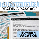 Summer Vacation Reading Passage with Comprehension Questions