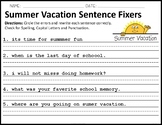 Summer Vacation Sentence Fixers 