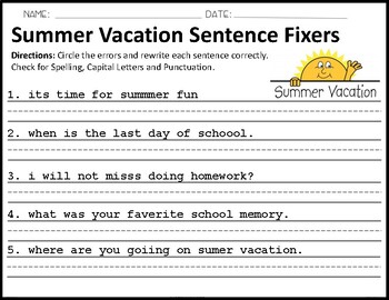 vacation trip sentence