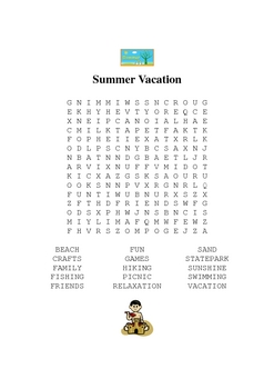 100 summer vacation words answer sheet 100 summer