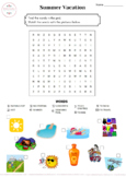 summer vacation word search worksheets teaching resources tpt