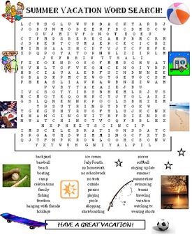 puzzle 100 summer vacation words answer key print all of our word