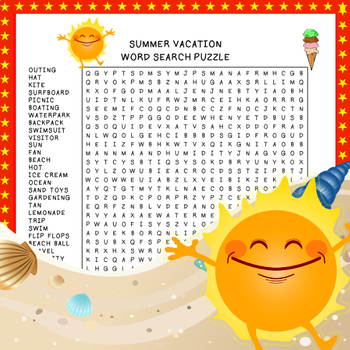 Preview of Summer Vacation Word Search Puzzle