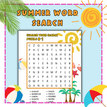 Summer Vacation Word Search Puzzle│Fun Summer School Activities | TPT