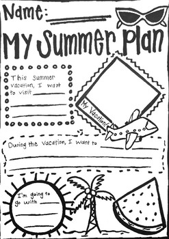 summer vacation worksheet by samantha s art and ell store tpt
