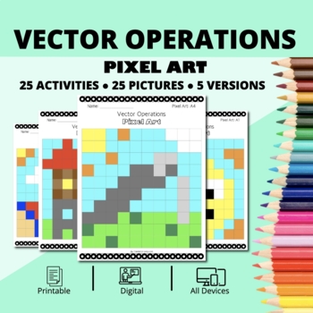 Preview of Summer: Vector Operations Pixel Art Activity