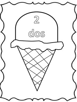 Preview of Summer Verano Spanish numbers dos ice cream helado