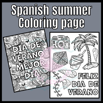 Preview of Summer Verano coloring page SPANISH craft activities Sub Plans Project primary