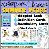 Summer Verbs Adapted Book, Cards, and Worksheets Special E