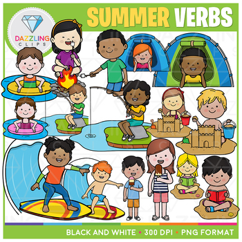 Preview of Summer Verbs Clipart