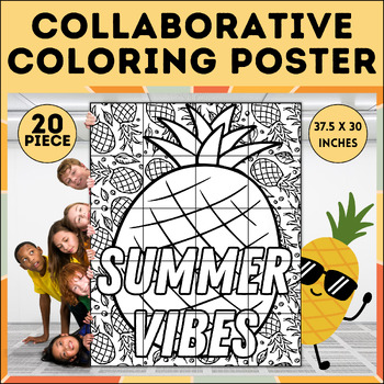 Preview of Summer Vibes Collaborative Coloring Poster | End of Year Craft & Bulletin Board