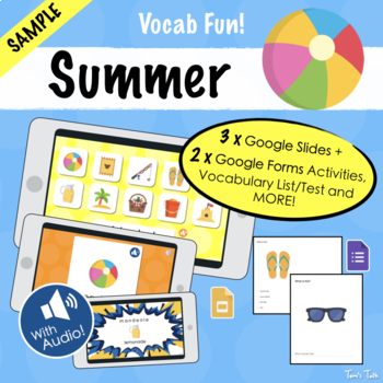 Summer Vocab Fun! | Google Slides With Sound | Google Forms/PDF Quiz ...