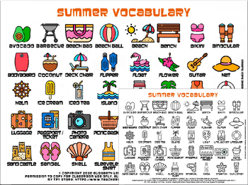 Preview of Summer Vocabulary & Activities -  (22 PDFs) - UPDATED