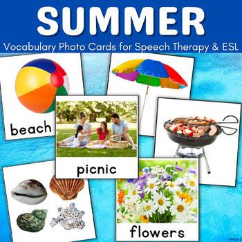 Preview of Summer Vocabulary Picture Cards Speech Therapy ESL Flashcards Sped Autism