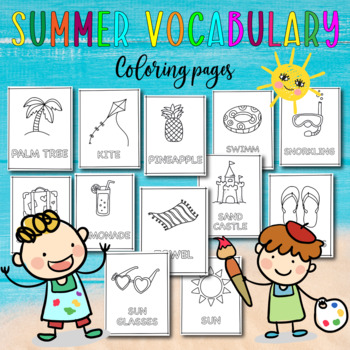 Preview of Summer Vocabulary Coloring Pages #halfoffsummer | end of the year activities