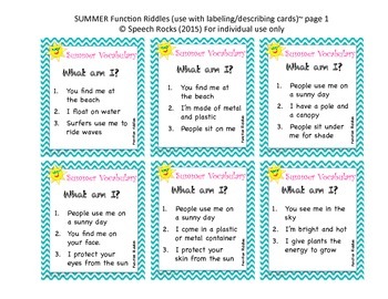 Summer Vocabulary Companion and Worksheets by Speech Rocks | TpT