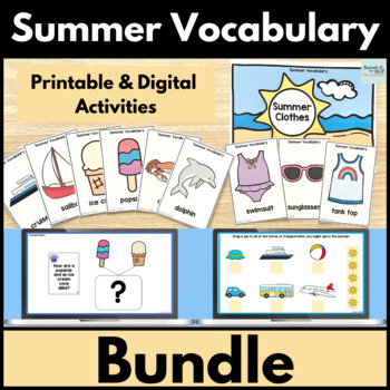 Summer Vocabulary Digital and Printable Activities BUNDLE for Language ...