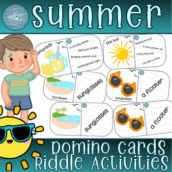 Preview of Summer Vocabulary Domino Riddles Cards Games