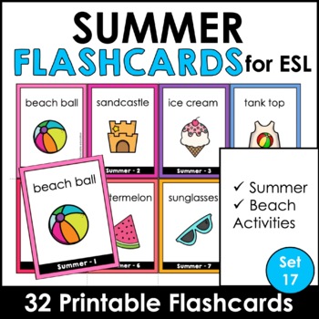 Summer Vocabulary Flashcards : ESL task cards - Flash Cards | TPT