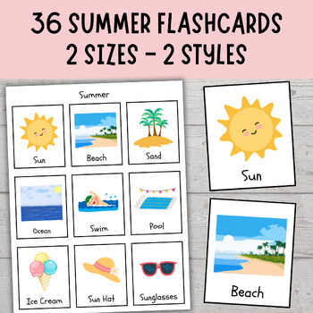 Preview of Summer Vocabulary Flashcards | Memory Game for Autism | Speech Therapy
