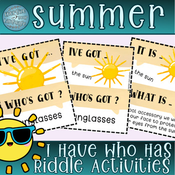 Summer Vocabulary I Have Who Has Riddles Cards Games by Energize Your ...