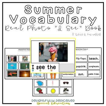 Preview of Summer Vocabulary Real Photo "I See" Adapted Book for Special Education