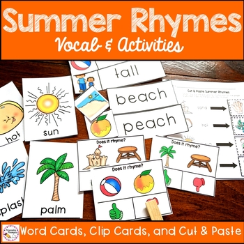 Summer Vocabulary Rhyming Activities by PrintablePrompts | TpT