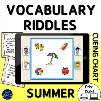 Summer Vocabulary Riddles Digital and Printable Activity by Build Words