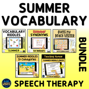 Preview of Summer BUNDLE Speech Therapy Activities for Language Skills Digital and Print