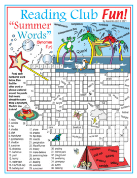 summer crossword puzzle printable teaching resources tpt