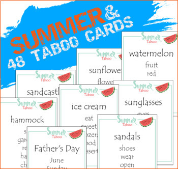 Summer Vocabulary Taboo Cards (48 cards) by Seviltheteacher | TpT